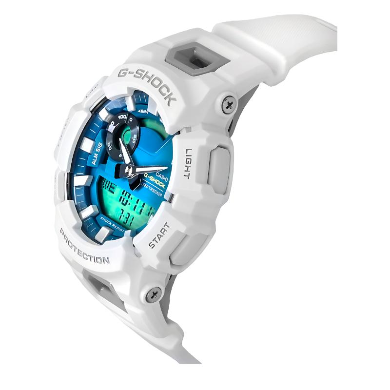 ساعة يد كاسيو جي شوك ديجيتال أنالوج رياضية بسوار رزين أبيض للرجال