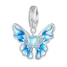 Blue butterfly-shaped charm - 925 sterling silver