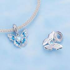 Blue butterfly-shaped charm - 925 sterling silver