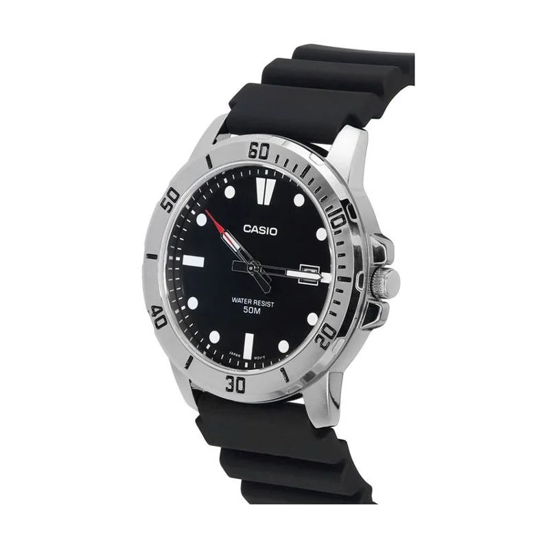 ساعة كاسيو رجالي تناظرية بعقارب بسوار مطاط MTP-VD01-1EVUDF