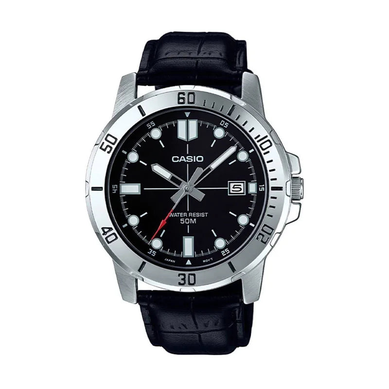 ساعة كاسيو رجالي تناظرية بعقارب بسوار مطاط MTP-VD01-1EVUDF