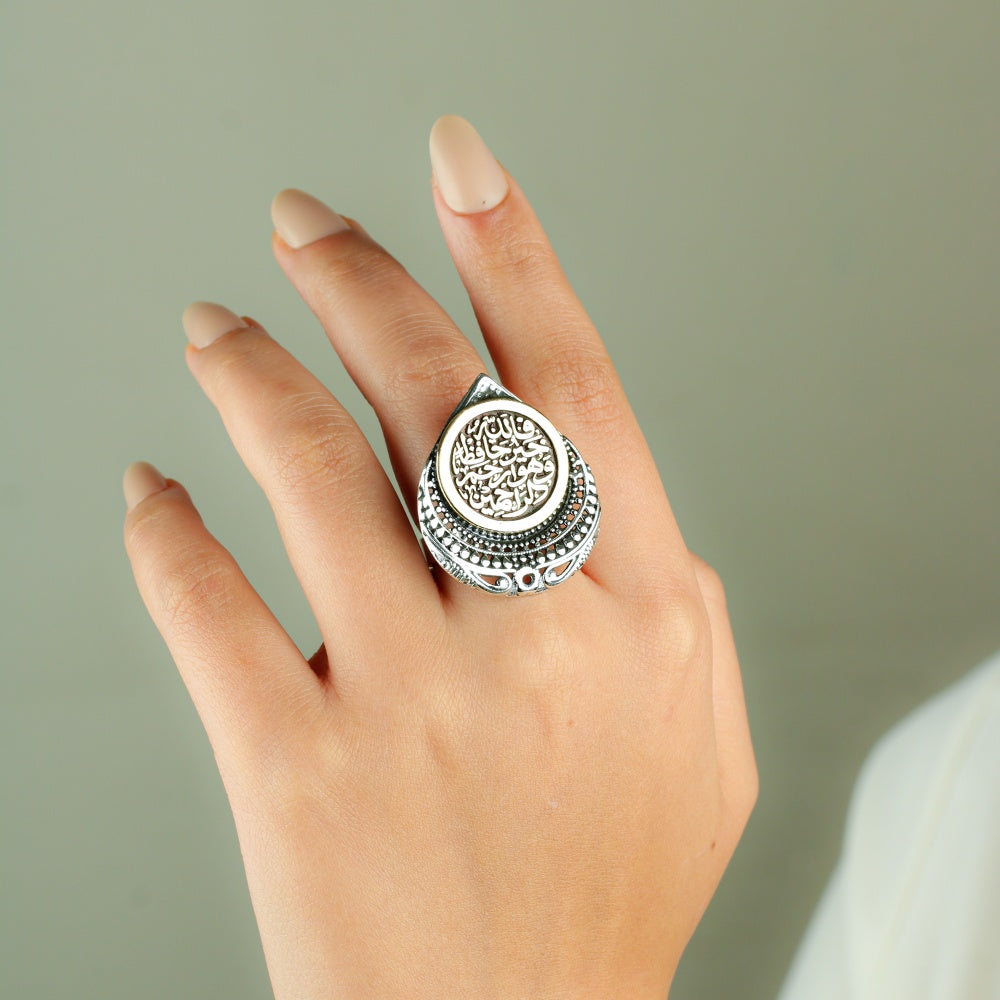 خاتم حريمي مصري  فضه عيار 925 فالله خير حافظًا وهو أرحم الراحمين"