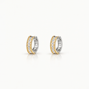 Gold Plated Hoop Earrings with Sparkling Stones – 925 Silver