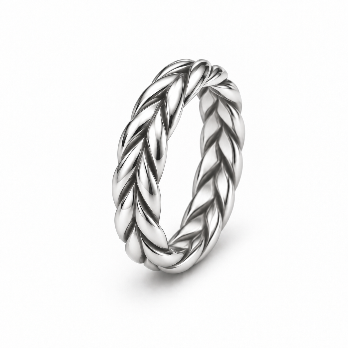 دبلة رجالي بتصميم ضفيرة متداخلة - فضة عيار 925