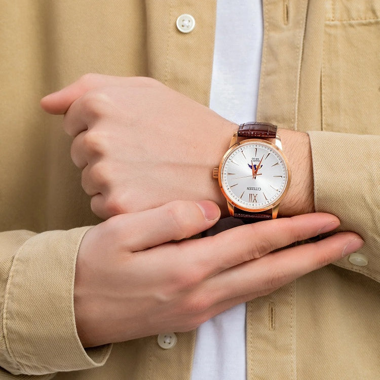 Citizen Men's Quartz Watch with Brown Leather Strap, AK5003-05A