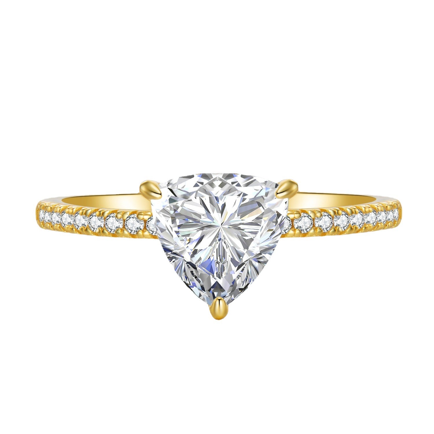 925 Sterling Silver Ring Topped with Zircon Stone with Gold Plating