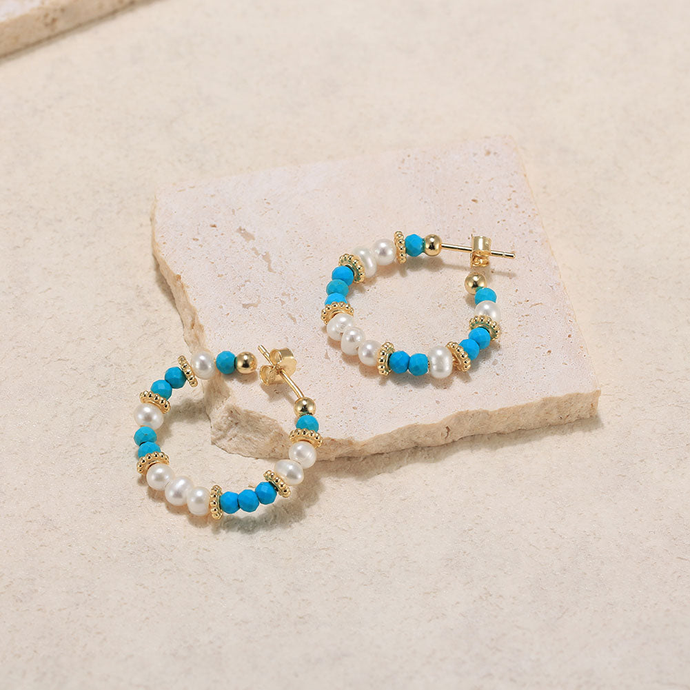 925 Sterling Silver Gold Plated Pearl Earrings