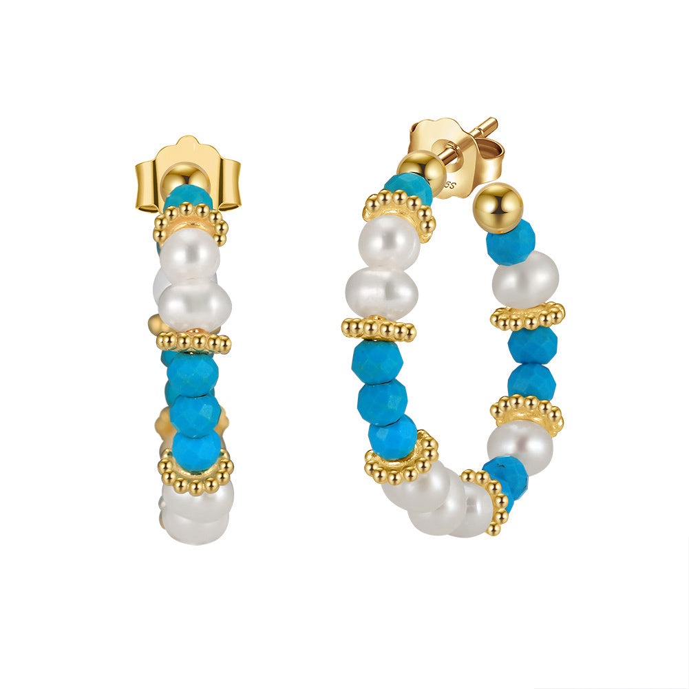 925 Sterling Silver Gold Plated Pearl Earrings