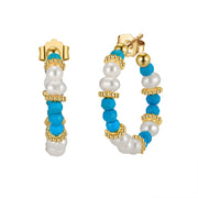 925 Sterling Silver Gold Plated Pearl Earrings