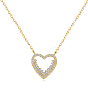 Golden Hollow Shimmering Heart -925 sterling silver Necklace