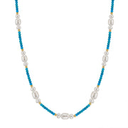925 Sterling Silver Turquoise and Pearl Necklace