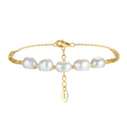 925 sterling silver bracelet, 14K gold plated with natural pearls