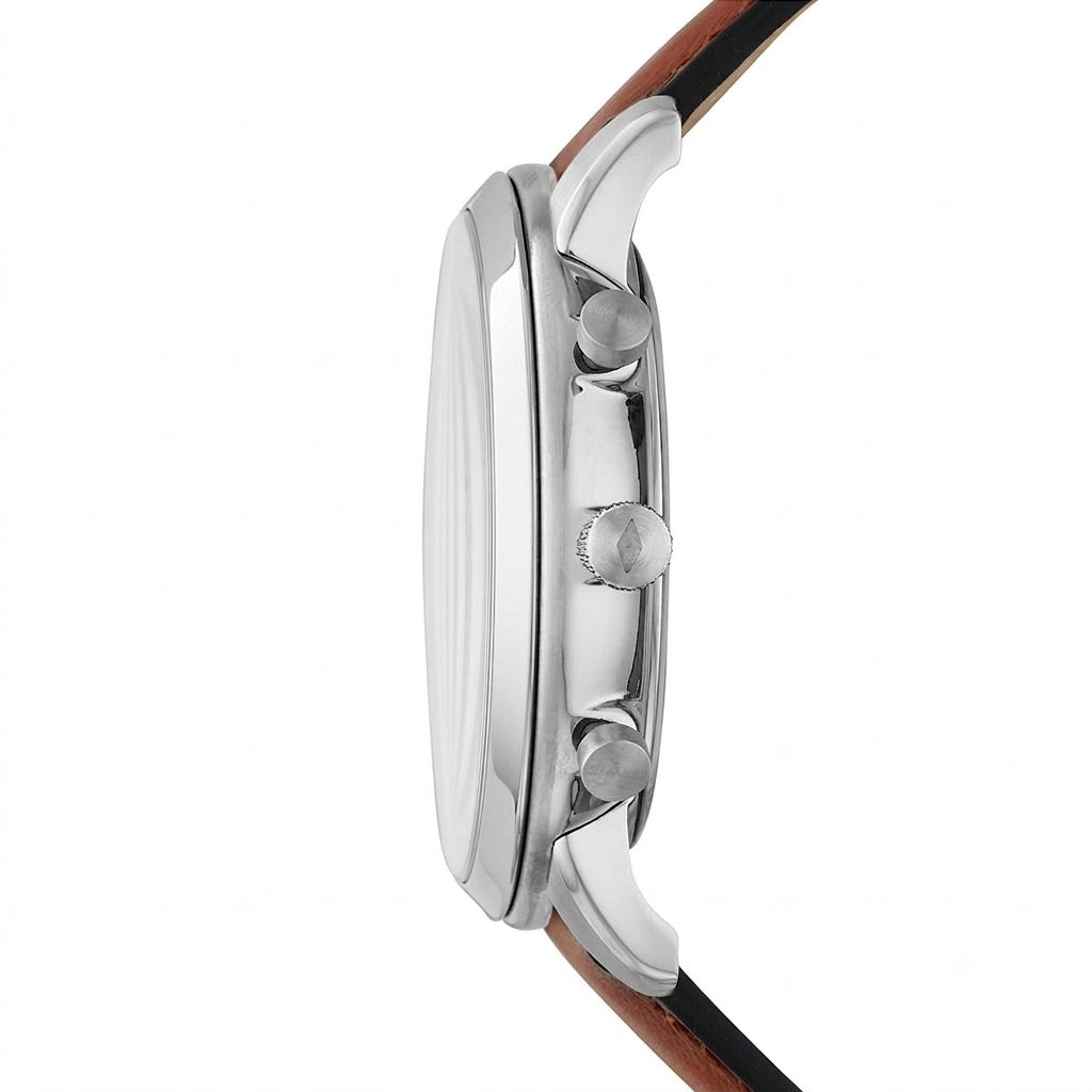 Fossil Men's Quartz Gift Set with Brown Leather Strap Blue Dial Watch and Additional Bracelet FS5708SET