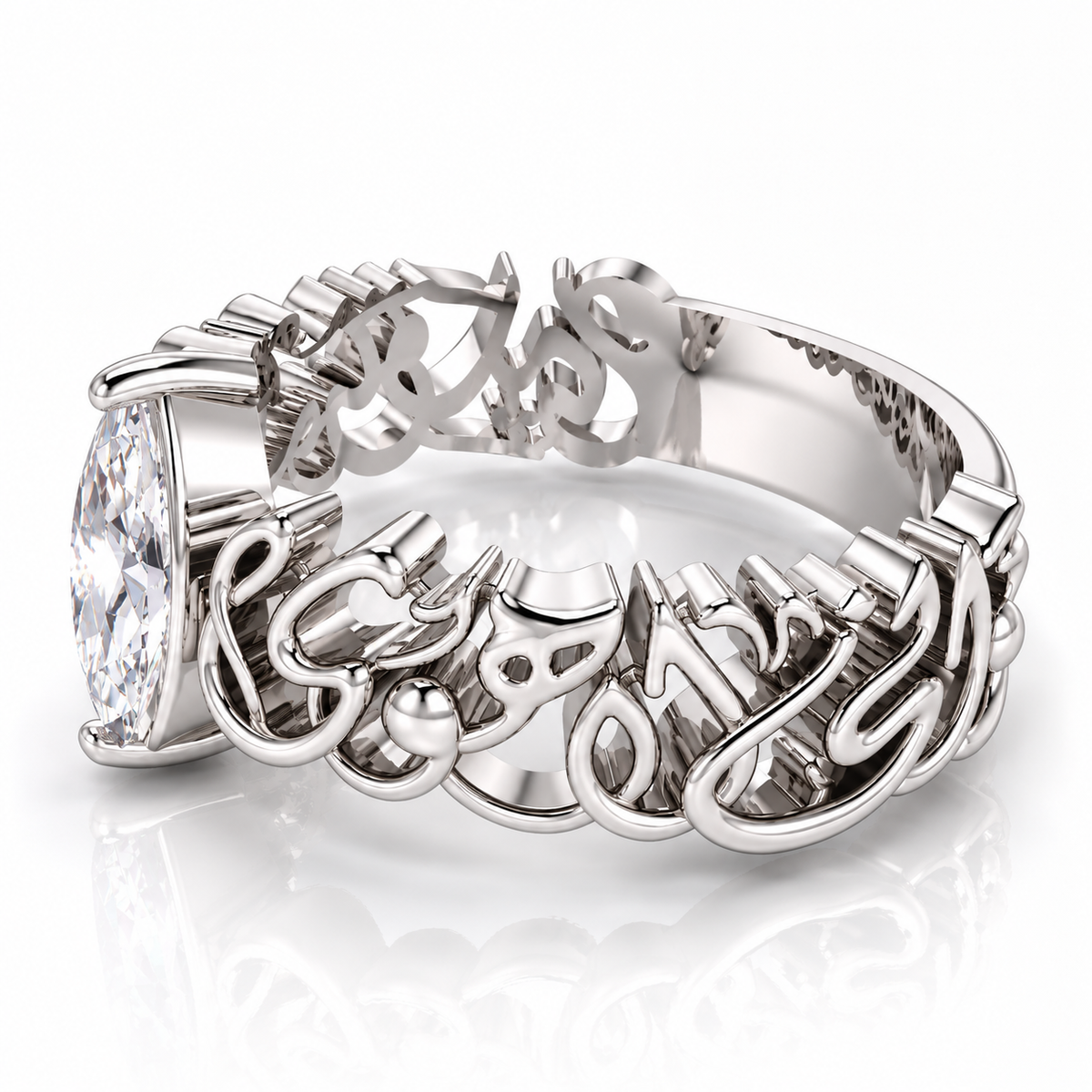 "Wa Inni La Ahwa Man Hawa Qalbi" White Stone Ring