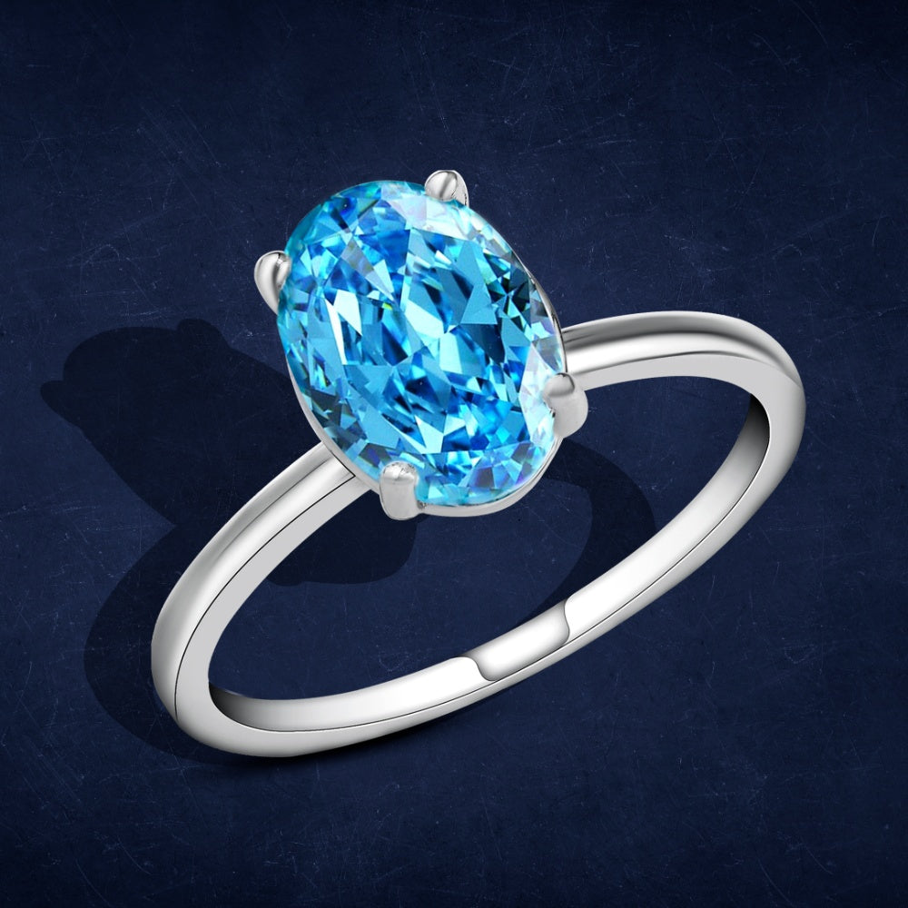 Aquamarine Ice Crushed 925 Silver Ring