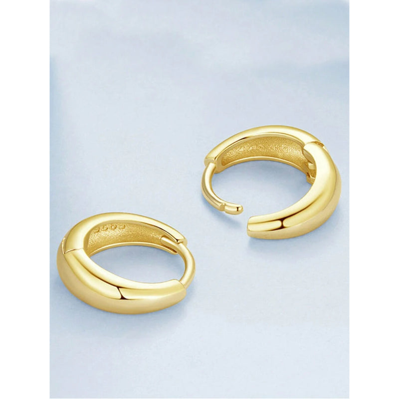 حلق دائري عريض فضة عيار 925 - مطلي ذهب