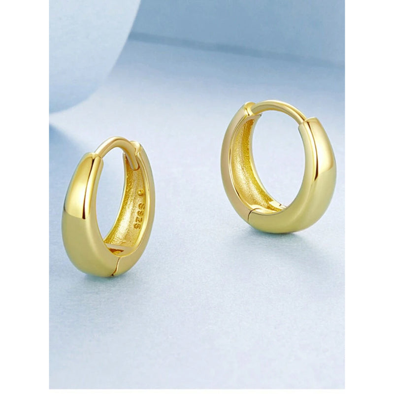 حلق دائري عريض فضة عيار 925 - مطلي ذهب