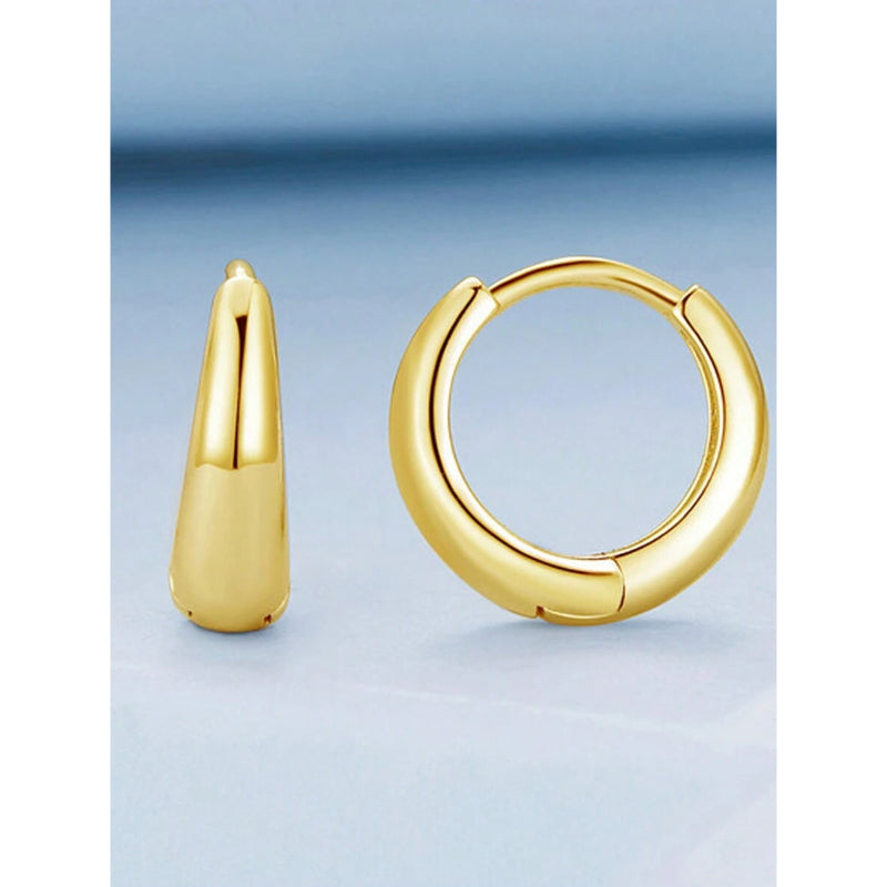 حلق دائري عريض فضة عيار 925 - مطلي ذهب