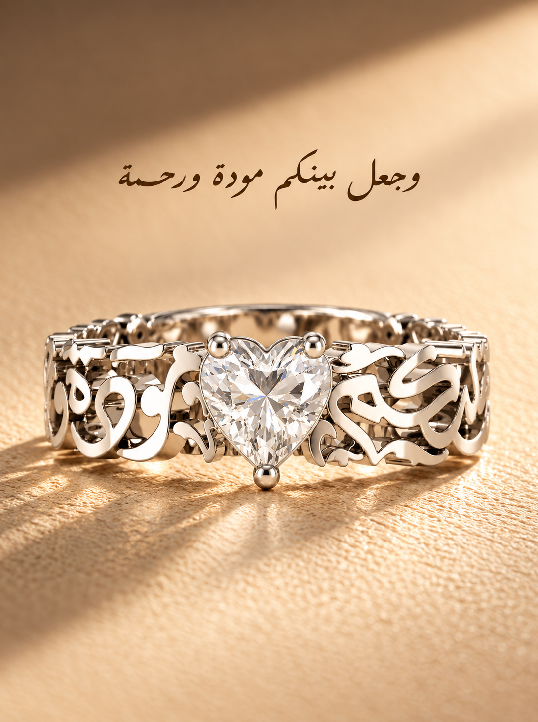 "W Ja'ala Baynakom Mawadda Wa Rahma" White Stone Ring