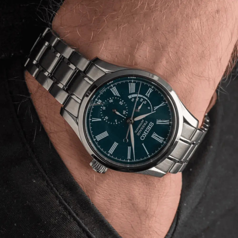 Seiko Presage Green Dial Silver Stainless Steel Bracelet Men's Watch
