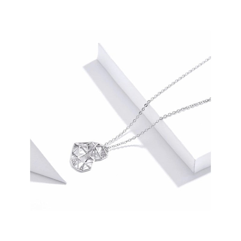 925 Sterling Silver Heart Necklace Adorned with Sparkling Zircon Stones