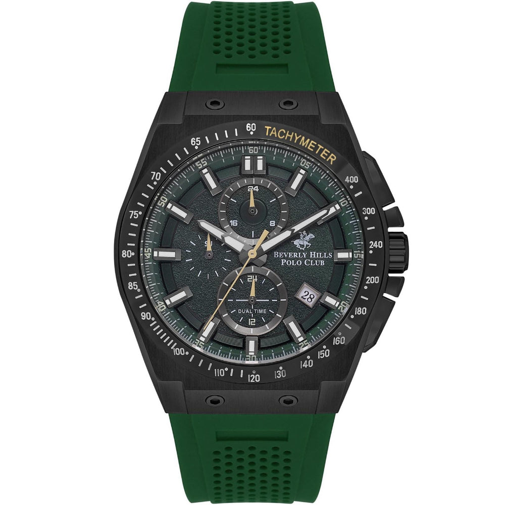 Beverly Hills Polo Club Men’s Multi Function Green Rubber Strap Watch – BP3541X.675