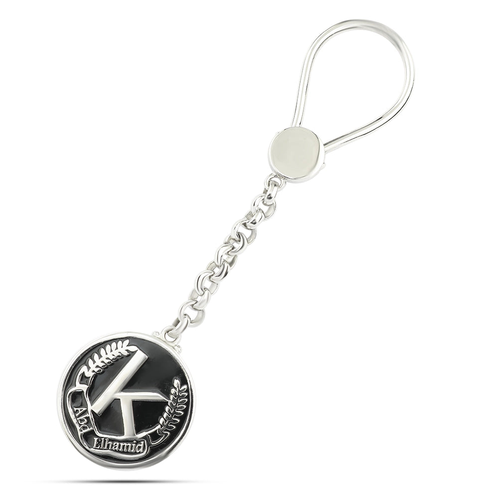 A luxurious 925 sterling silver keychain with your favorite design — an engraved design with an attractive decorative touch.