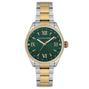 U.S. Polo Assn Women's Analog Watch – Green Dial with Roman Numerals & Two-Tone Stainless Steel Bracelet