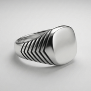 Men’s 925 Silver Ring with a Smooth Top and Striped Sides