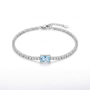 925 silver bracelet with a light sky-blue stone and sparkling accents.