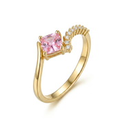 Luxury Women’s 925 Silver Ring with Floral Design Adorned with Sparkling Pink Stones