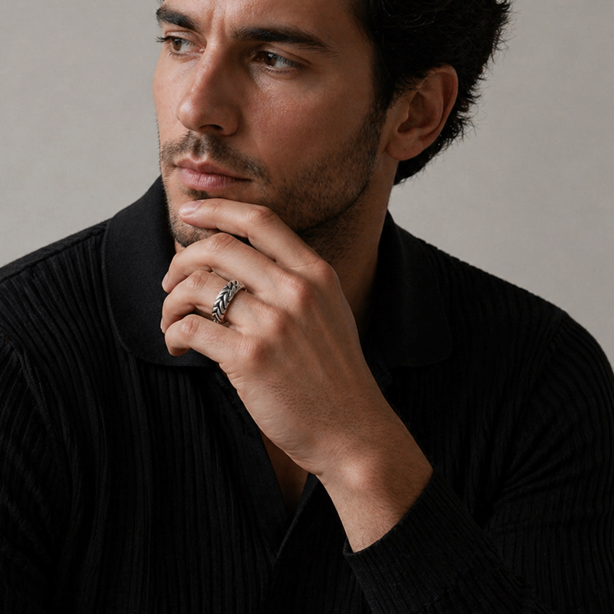 925 Silver Men's Ring With Elegant Braided Design
