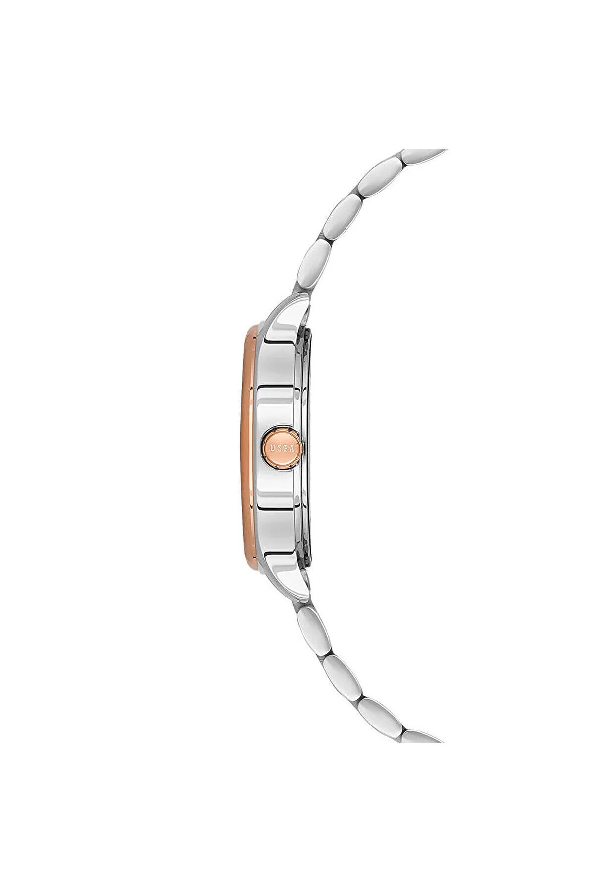 U.S. Polo Assn Women's Analog Watch – Mother-of-Pearl Dial with Crystal Markers & Two-Tone Stainless Steel Bracelet