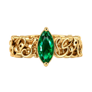 "Wa Inni La Ahwa Man Hawa Qalbi" Green Stone Ring
