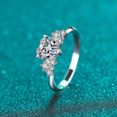 Heartfelt Moissanite 925 Silver Ring