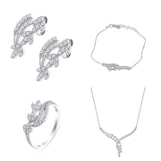 925 sterling silver set adorned with zircon stones in the shape of leaves