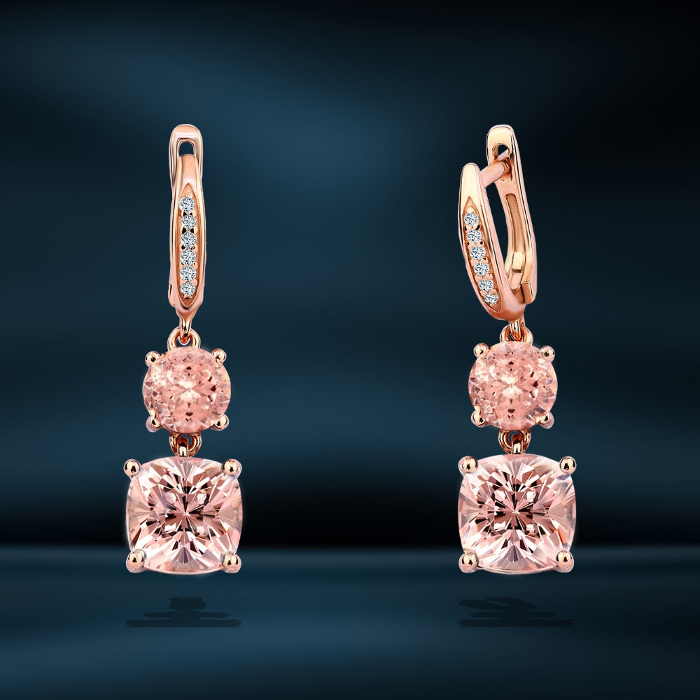 KERG001N - حلق فضة عيار 925 متوج بحجر من المورجانايت