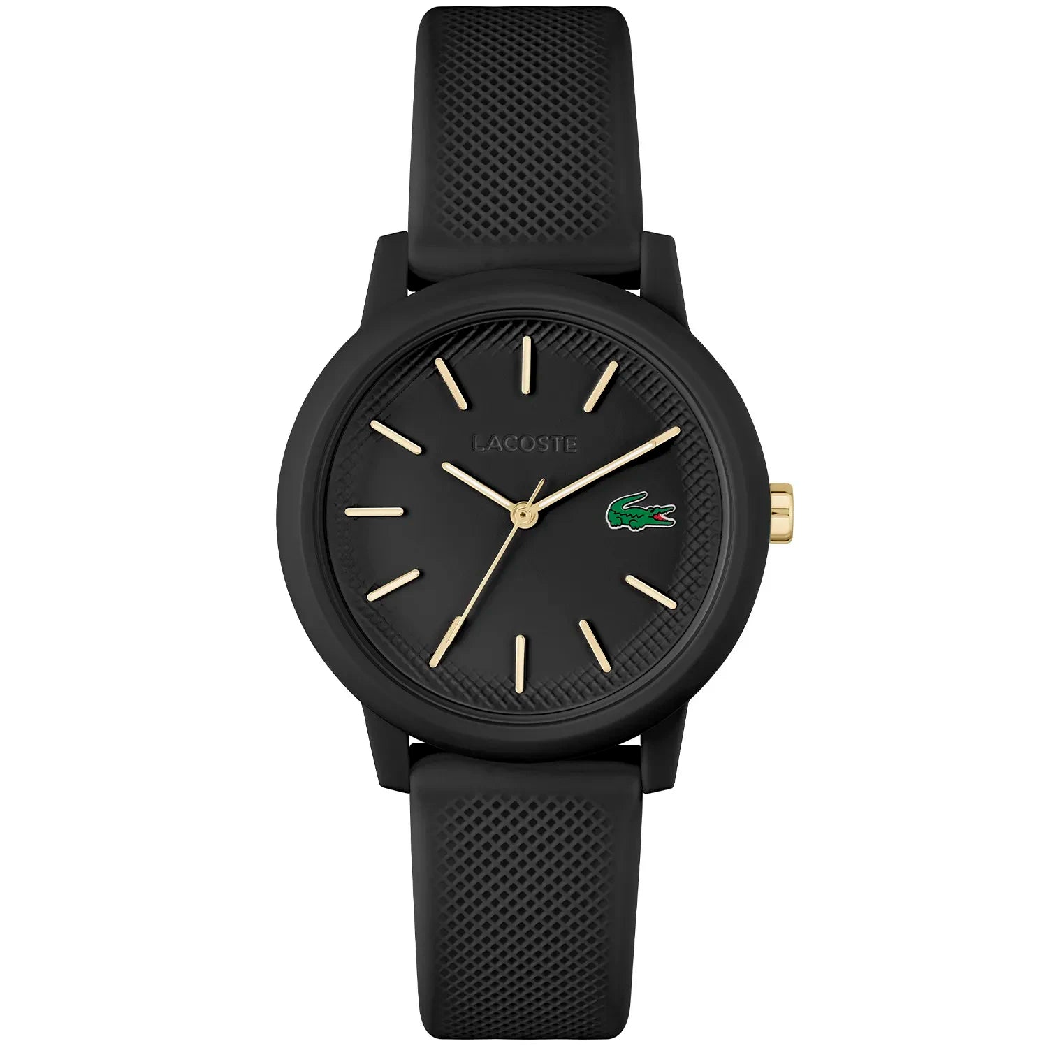 Lacoste 12.12 Women's Watch Black Silicone Strap - Black Dial 2001212