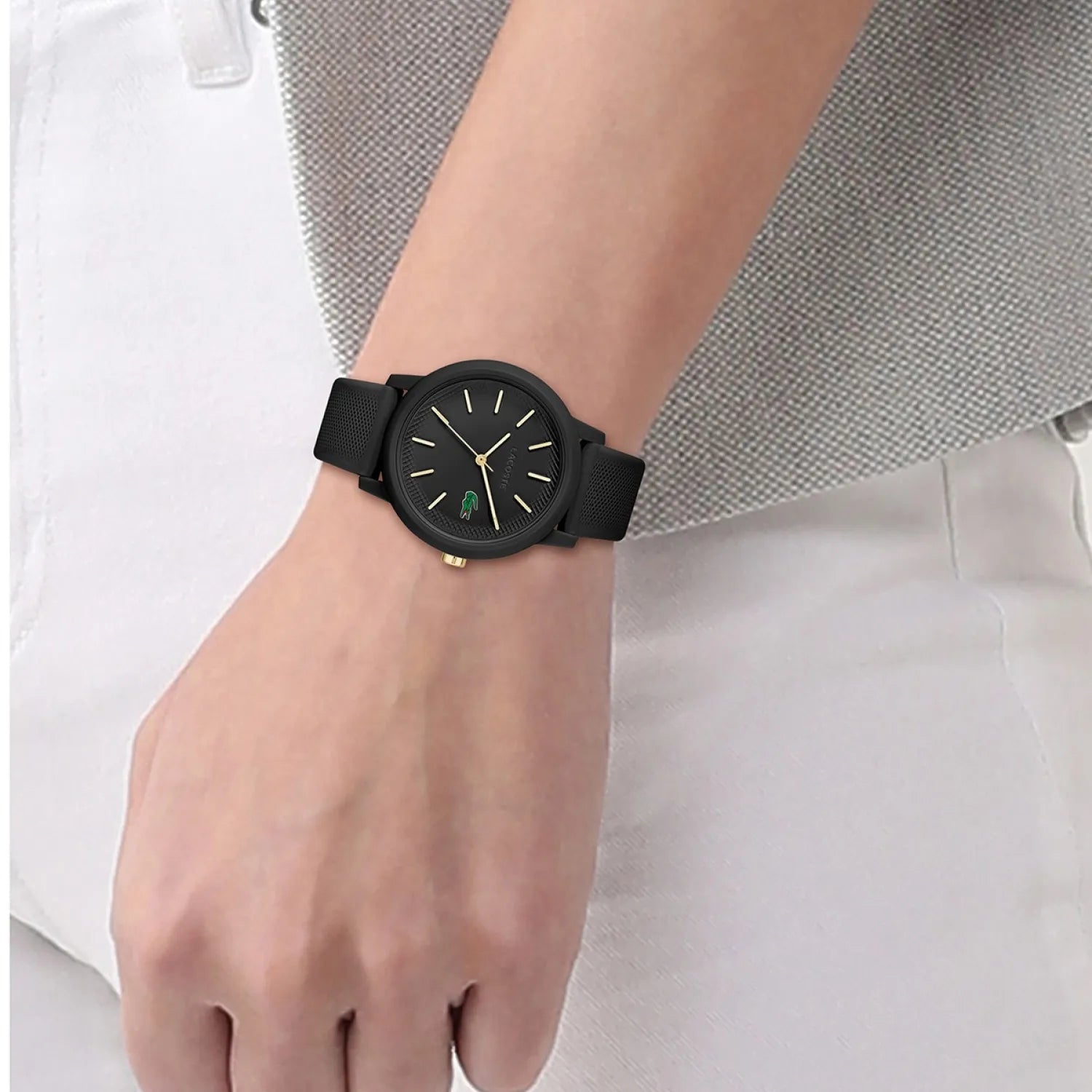 Lacoste 12.12 Women's Watch Black Silicone Strap - Black Dial 2001212