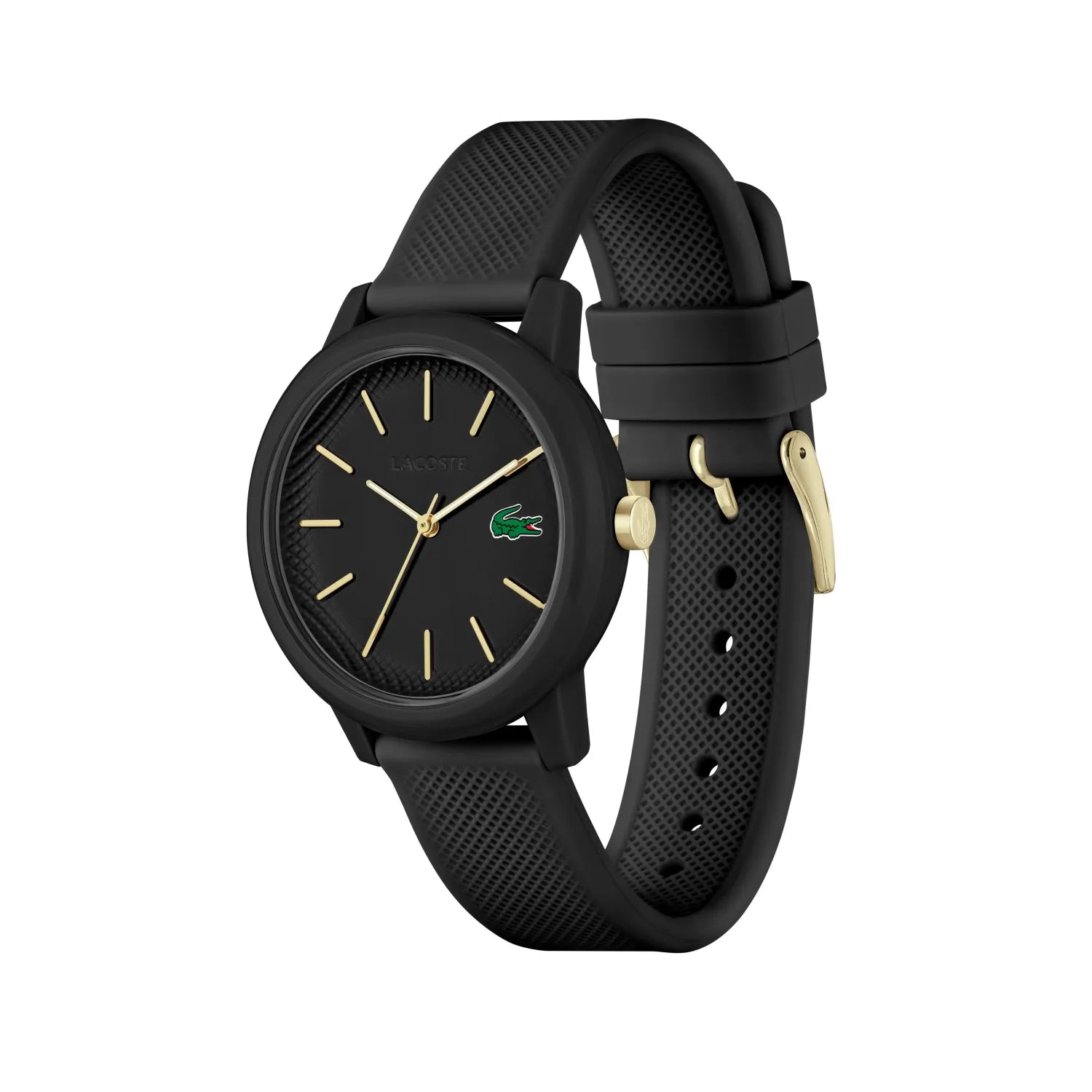 Lacoste 12.12 Women's Watch Black Silicone Strap - Black Dial 2001212