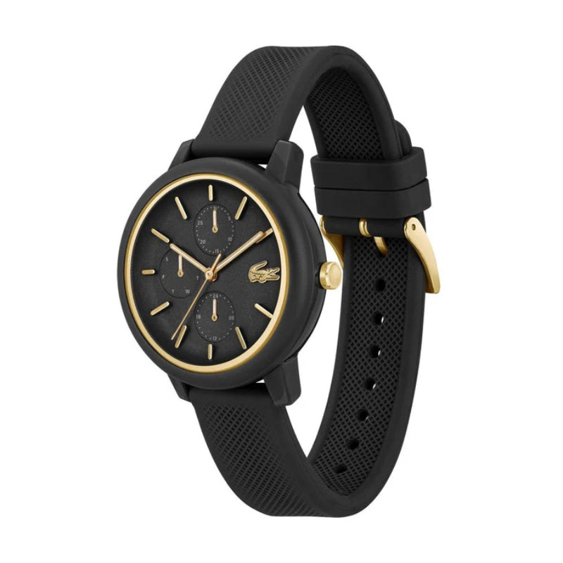 Lacoste 12.12 Women's Watch Black Silicone Strap - Black Dial 2001327