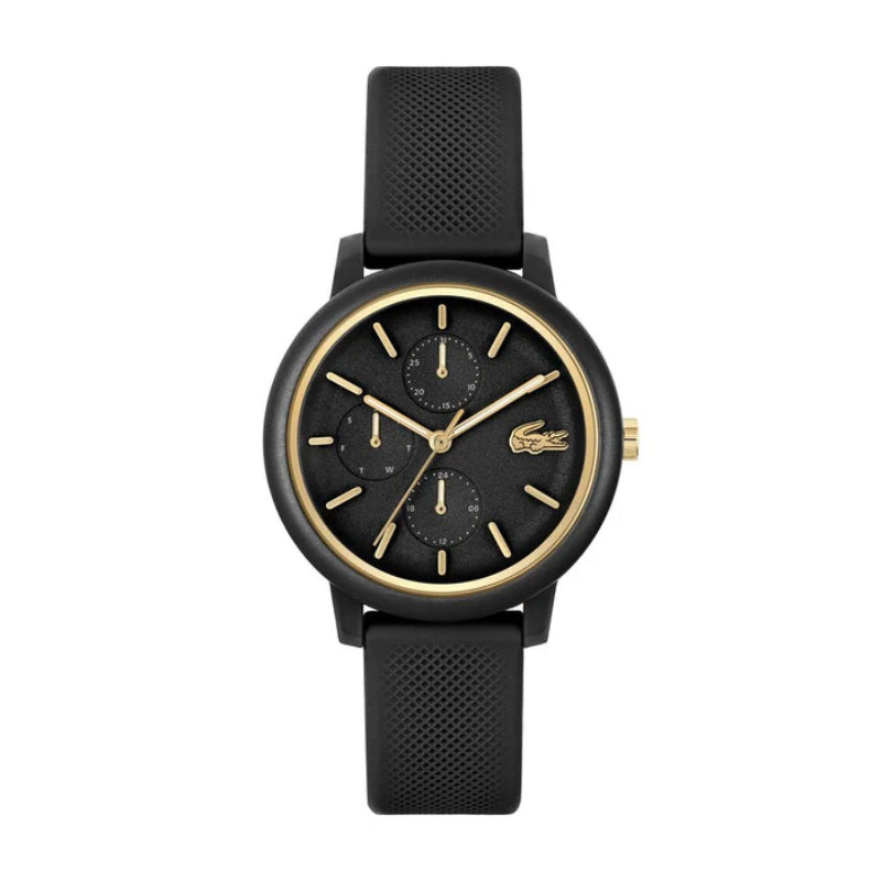 Lacoste 12.12 Women's Watch Black Silicone Strap - Black Dial 2001327