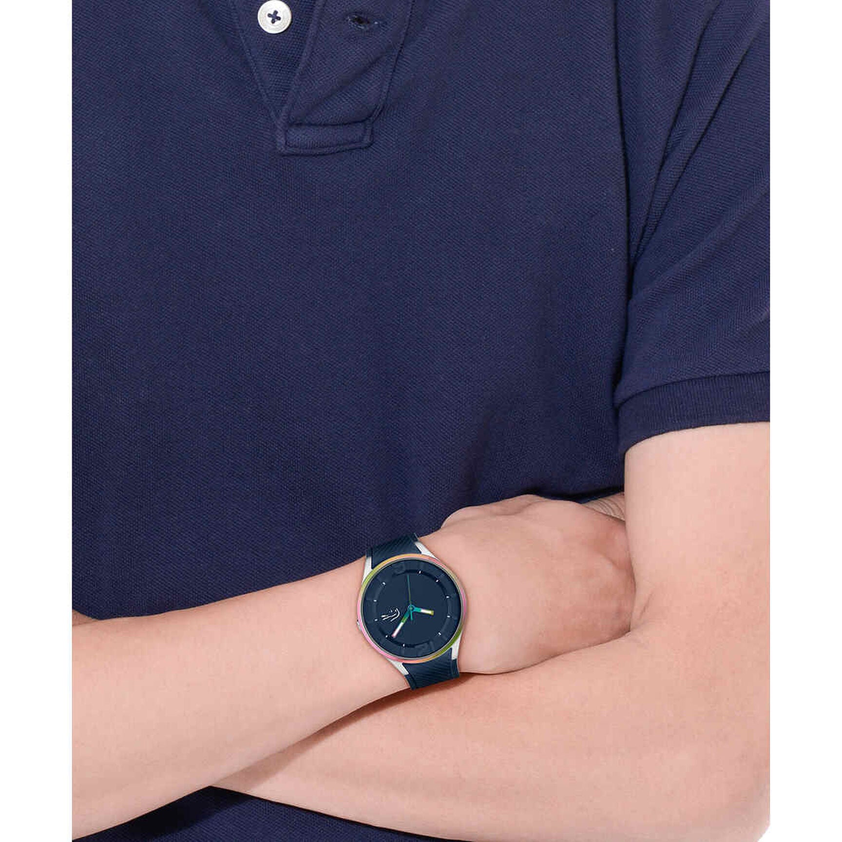 Lacoste Navy Blue Rubber Band Navy Blue Dial For Men- 2011331