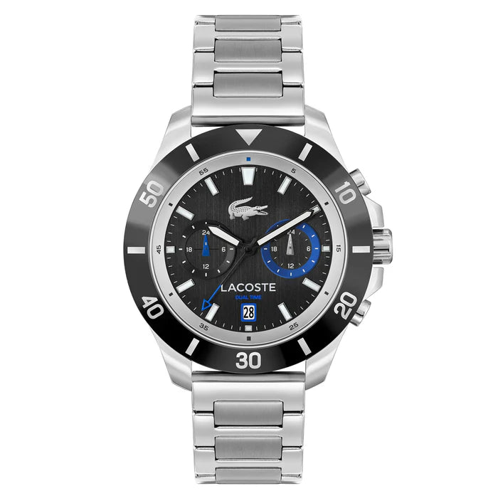 Lacoste Stainless Steel Silver Watch Black Dial - Men's Watches - 2011333