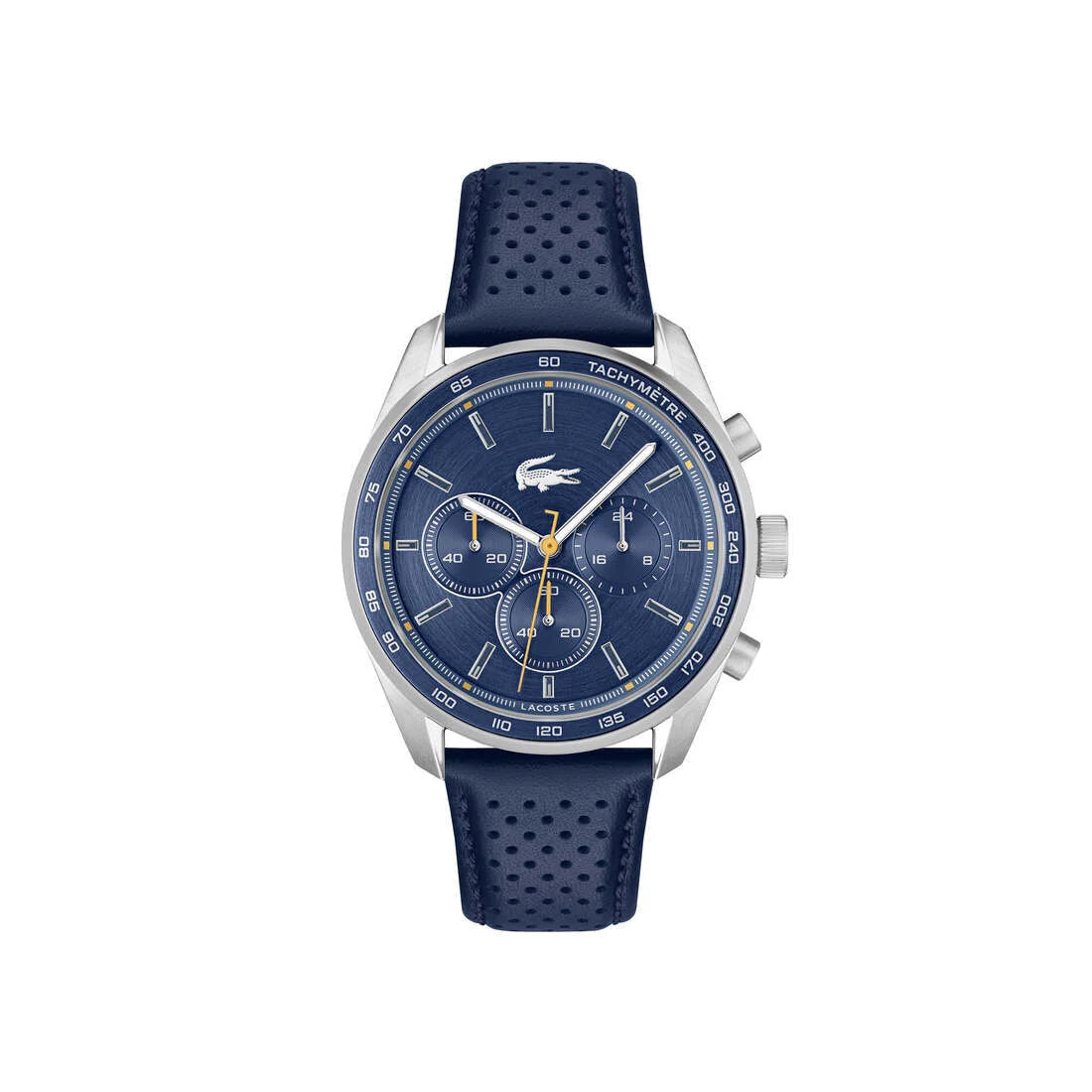 LACOSTE Boston Chronograph Blue Dial Leather Strap Watch for Men-2011344