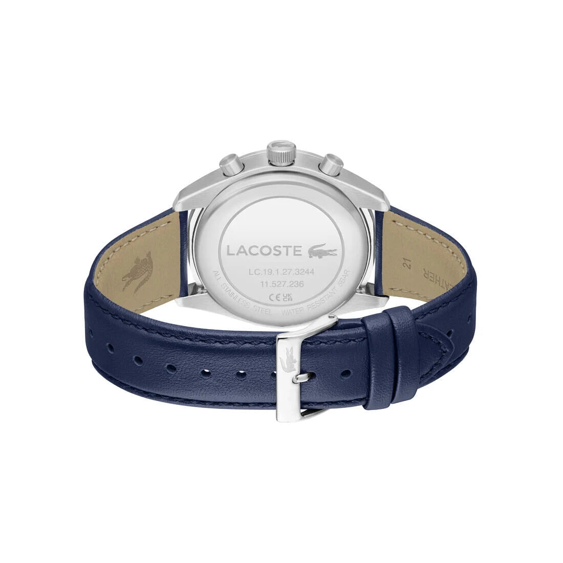 LACOSTE Boston Chronograph Blue Dial Leather Strap Watch for Men-2011344