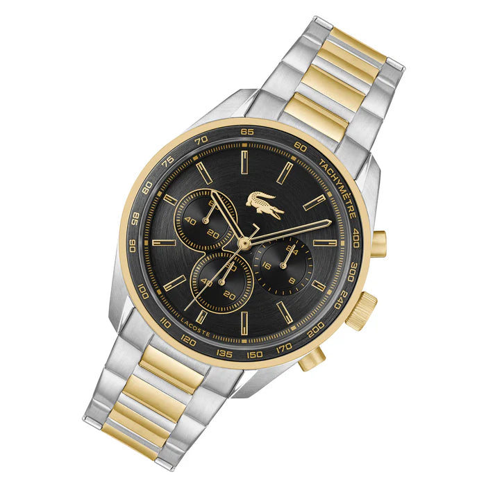 Lacoste Two-Tone Steel Black Dial Chronograph Men's Watch-2011348