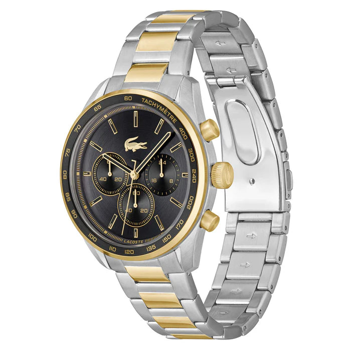 Lacoste Two-Tone Steel Black Dial Chronograph Men's Watch-2011348