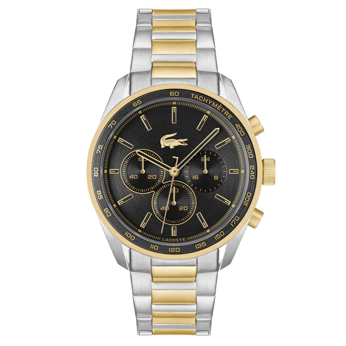 Lacoste Two-Tone Steel Black Dial Chronograph Men's Watch-2011348
