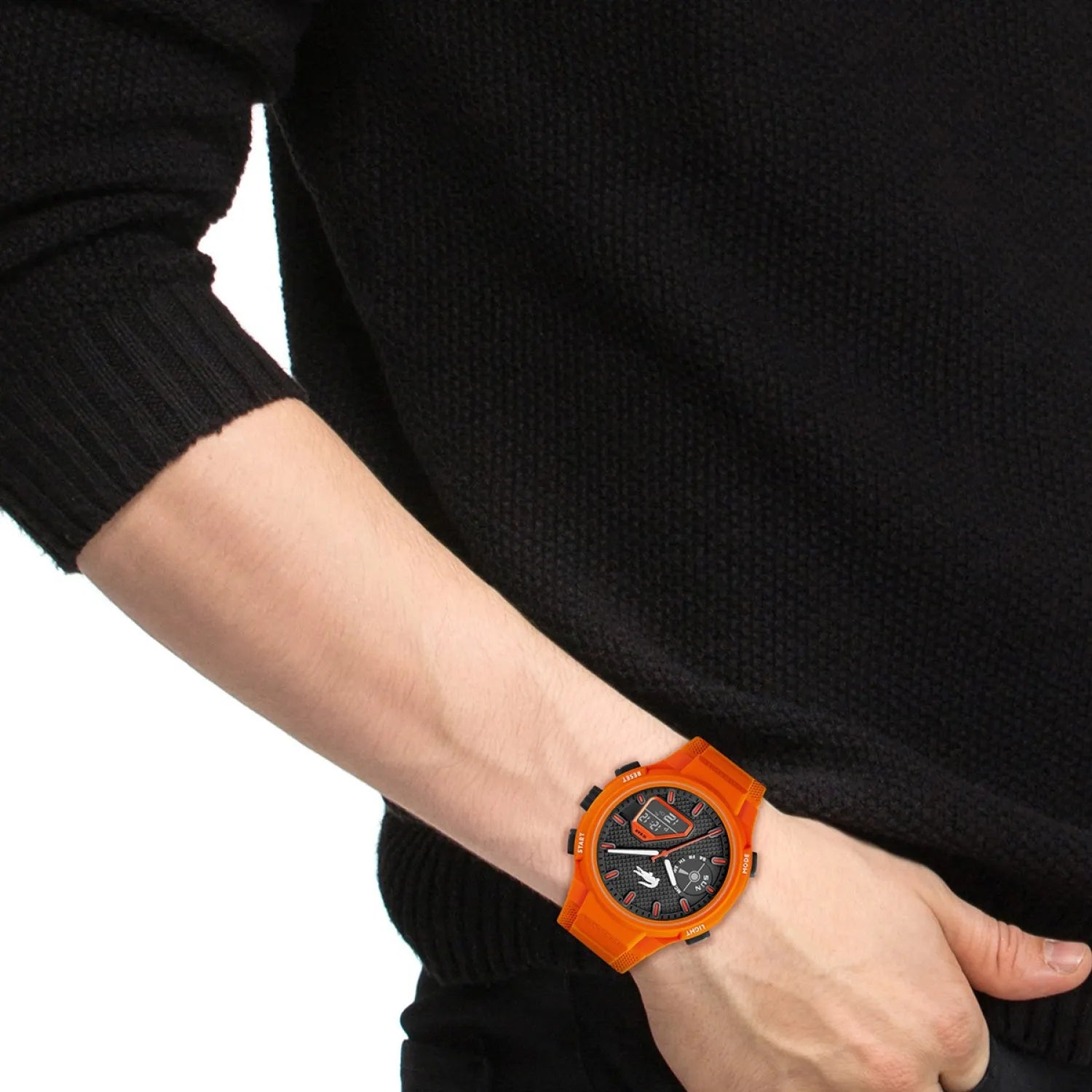 Lacoste Orange Rubber Black Dial Multi-function Men's-2011369